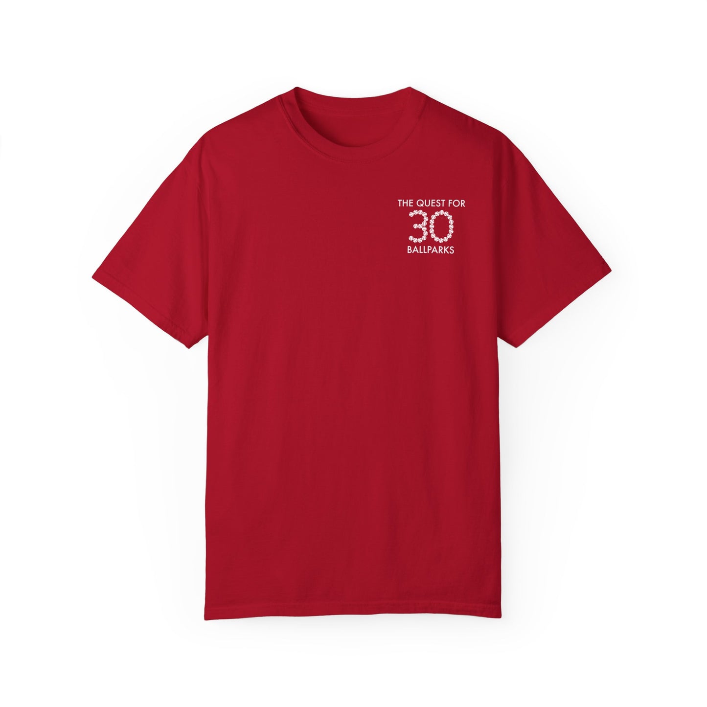 The Quest for 30 Ballparks T-Shirt (Check Off Your Ballpark Progress) | At The Ballpark Apparel