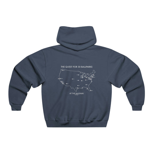 The Quest for 30 Ballparks Hoodie (Check Off Your Ballpark Progress) | At The Ballpark Apparel